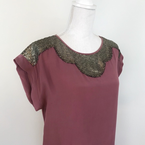 Stitch-Fix Skies Are Blue 100% Silk Sequin Blouse - Picture 2 of 8